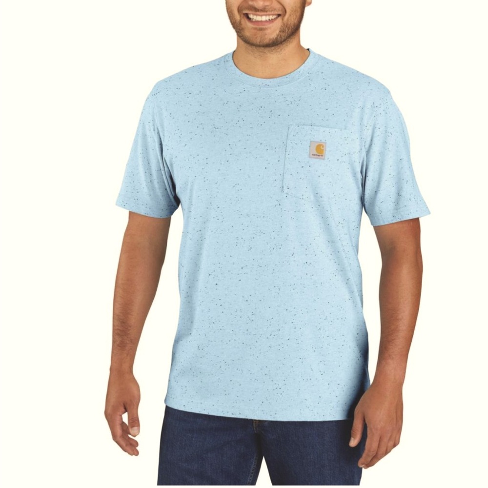 Men’s Carhartt Loose Fit Heavyweight Crew Neck Blue Speckled Pocket T Shirt 2XL
